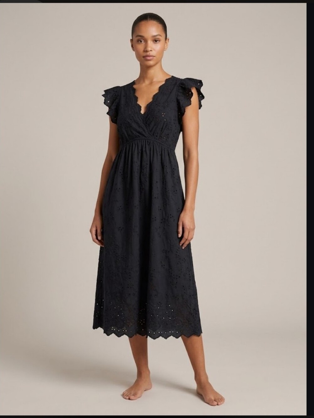 Ulla Johnson Louise Eyelet Ruffle Midi Dress, Size 2